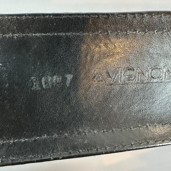 Avignon Women's Belt Genuine Leather, Faux Leopard, Patent Detail Wide USA Made - Picture 5 of 6